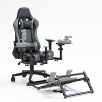 Marada Flight Simulator Cockpit with Gray Gaming Seat & Pedal Mount for Logitech Thrustmaster