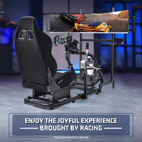 Marada Racing Simulator Cockpit with Black Seat & Triple Monitor Stand Fit for Logitech