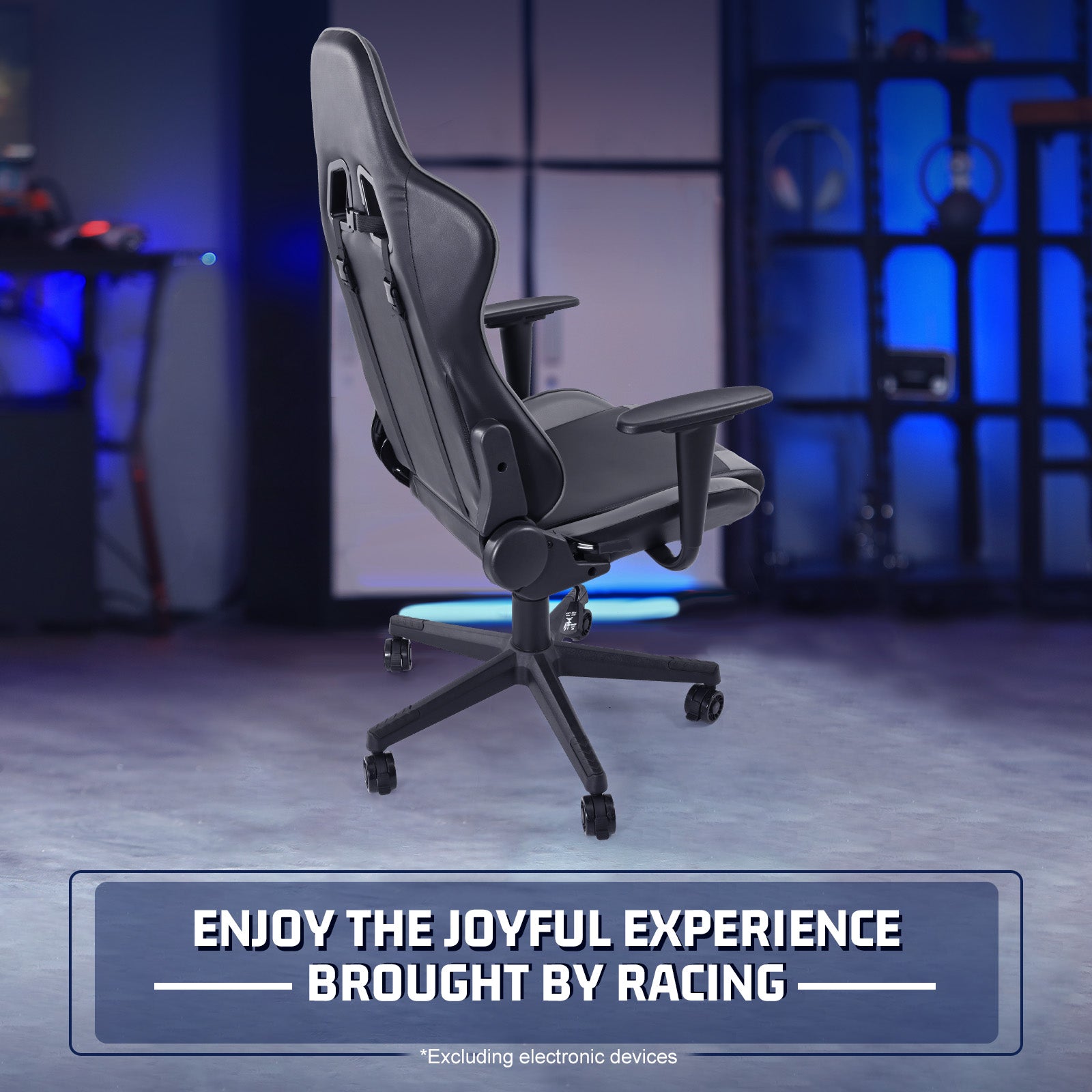 Marada Flight and Racing Game Chair with backrest Black Grey Premium Recliner