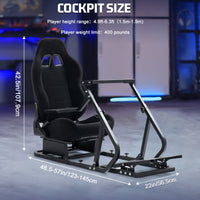 Marada G29 Racing Simulator Cockpit with Black Seat Compatible with Thrustmaster/Logitech/PXN/Fanatec Adjustable Mount, Steering Wheel, Pedal, Handbrake Not Included