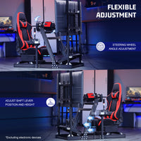 Marada Sim Racing Cockpit 4080 Aluminum Frame with Seat and Monitor Mount Compatible with Major Wheel Brands