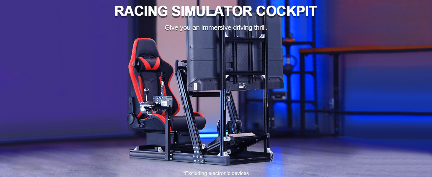Marada Sim Racing Cockpit 4080 Aluminum Frame with Seat and Monitor Mo