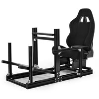 Marada 4080 Aluminum F1 Racing Cockpit Stand with Black Seat – Full Adjustable Simulator Frame Compatible with Logitech/Thrustmaster/Fanatec (Wheel/Pedals/Shifter Not Included)