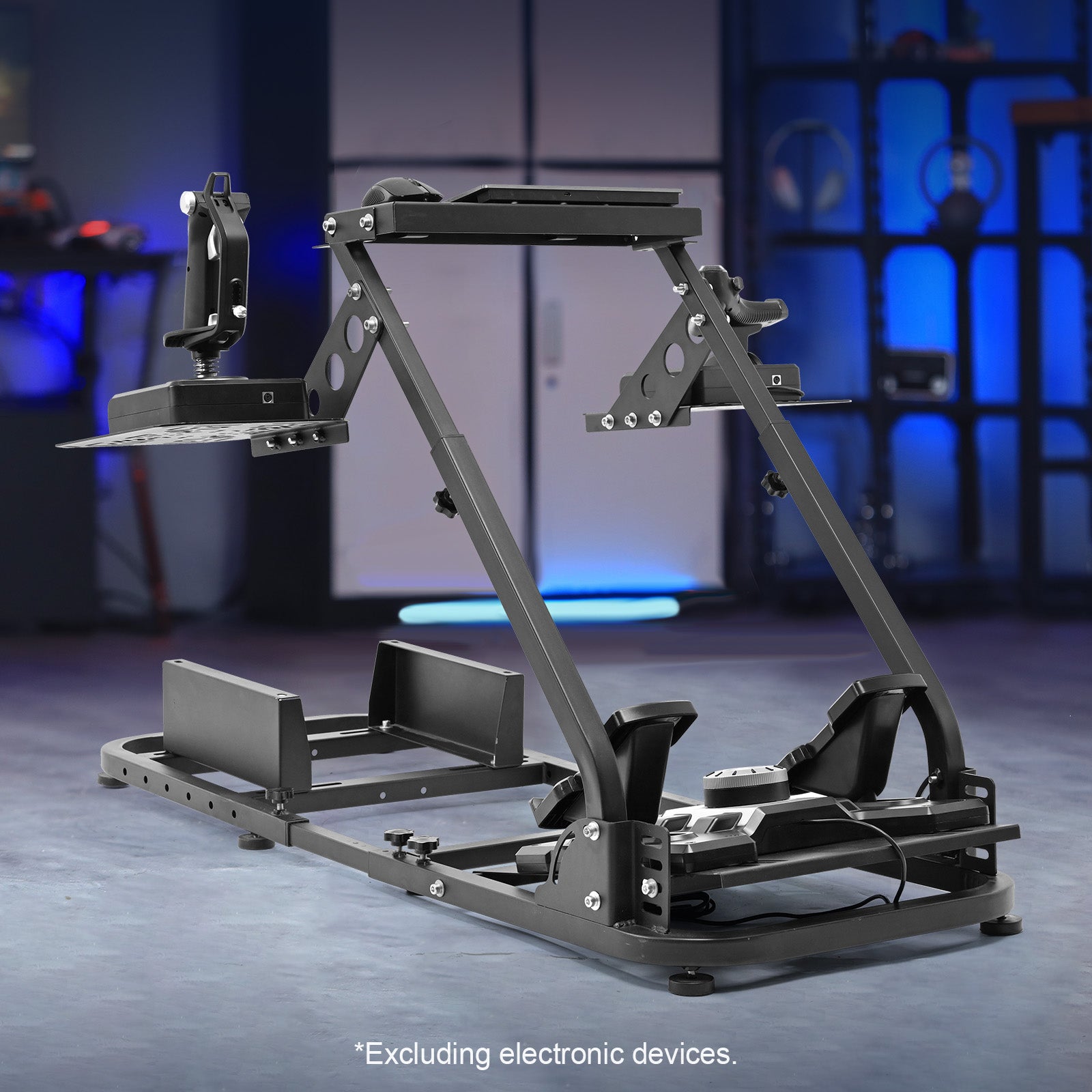 Marada Foldable Flight Racing Sim Cockpit Dual Platform Compatible with Thrustmaster, PXN, Logitech G29, G920, X52, X56 Adjustable Gaming Simulator Stand Throttle & Joystick & Keyboard Not Included