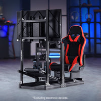 Marada 4080 Series Aluminum Cockpit with Single Monitor Mount and Red Seat Designed for Logitech Thrustmaster Fanatec Wheel Bases