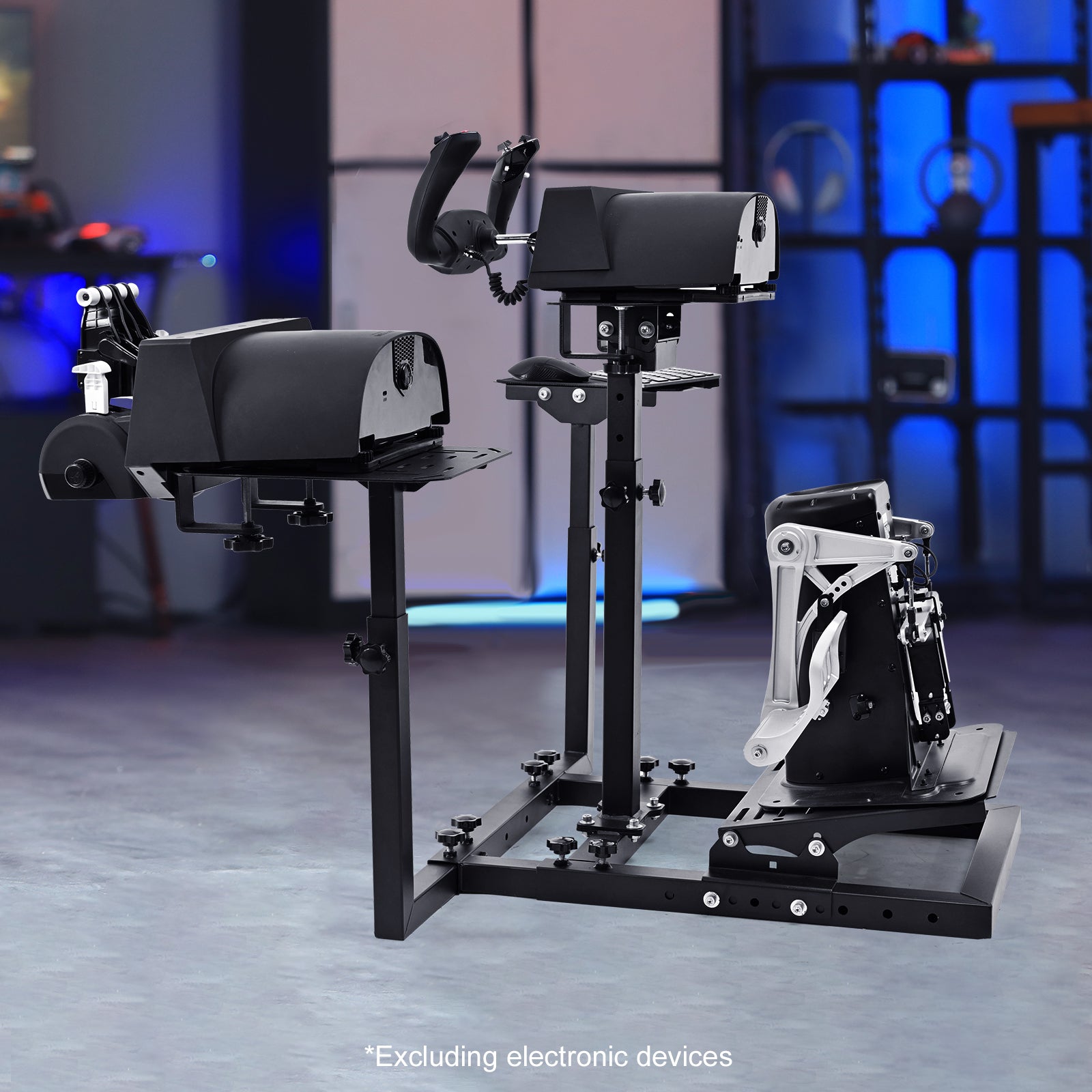 Marada Flight Racing Sim Cockpit Dual Mounting Platform Compatible with Logitech, PXN, Thrustmaster HOTAS Warthog, G29, G920, G923, X52 Adjustable Stand Wheel, Pedal, Throttle, Joystick Not Included