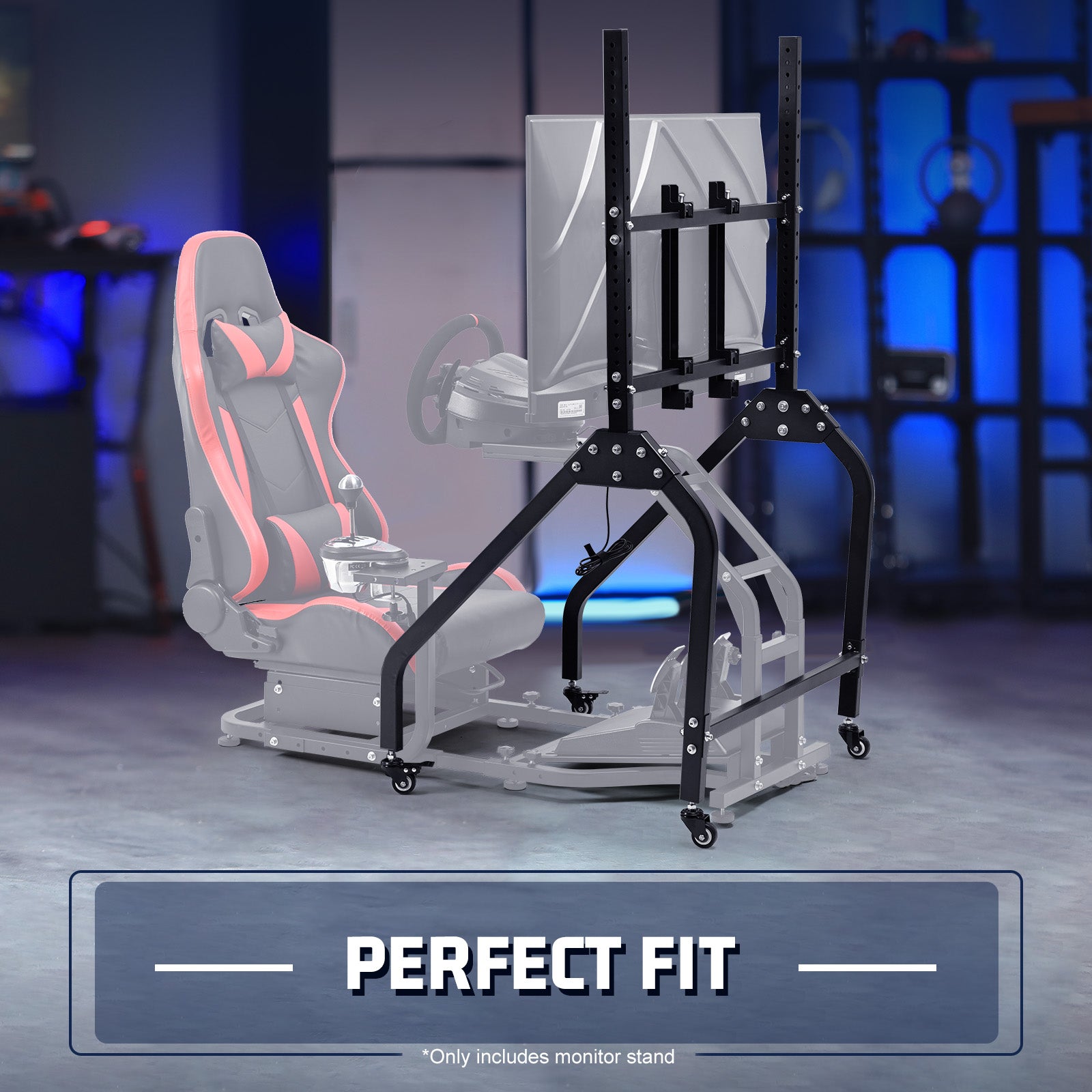 Marada adjustable monitor stand with lockable wheel design is compatible with all cockpit stands sold in our store