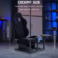 Marada Racing Flight Simulator Cockpit with Black Seat Compatible for Thrustmaster A10C Hotas Warthog Adjustable Throttle,Joystick,Keyboard NOT Included