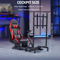 Marada Racing Cockpit with TV Stand & Red Seat Fit for G923 G920 T500,FANTEC,T3PA/TGT Stable & Strong Wheel and Pedals Not Included