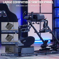 Marada Flight Sim Cockpit with Black Seat and Racing Wheel Stand for Driving and Flight Simulator Fit for HOTAS Warthog, Thrustmaster,Logitech Adjustable |Throttle,Joystick,Keyboard not Included|