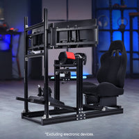 Marada 4080 Aluminum Simulator Cockpit,Adjustable Black Seat, Triple Monitor Mount, Compatible with Major Steering Wheels