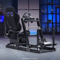 Marada Adjustable 4080 Aluminum Sim Racing Cockpit with Seat Compatible with Major Brands No Wheel Pedals