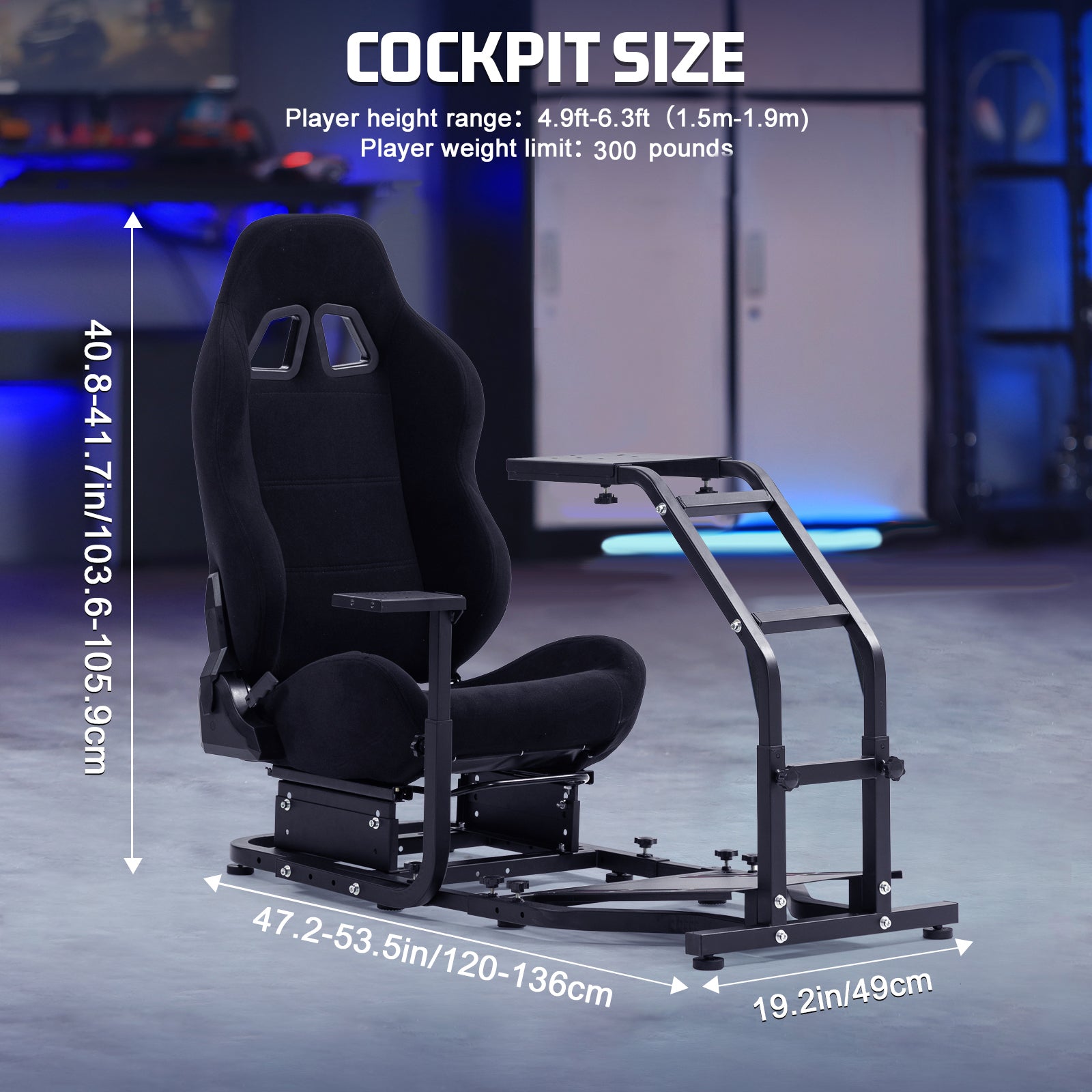 Marada Racing Cockpit Frame Heifht Adjustable with Seat Tilt-Adjustable for G29 G920 T300RS T150 PS4 Xbox Wheel,Pedals NOT Included