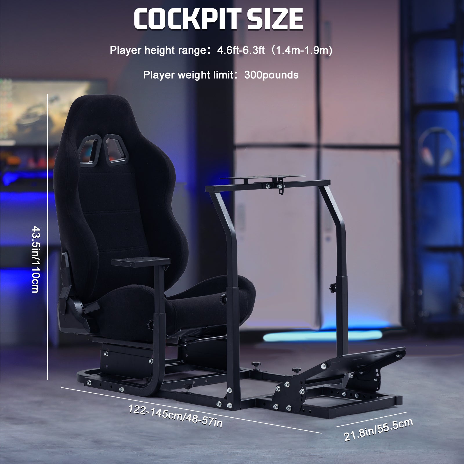 Marada Adjustable Racing Wheel Stand Frame with Gear Shifter Mount fit for Logitech G25 G27 G29 G920 with Seat