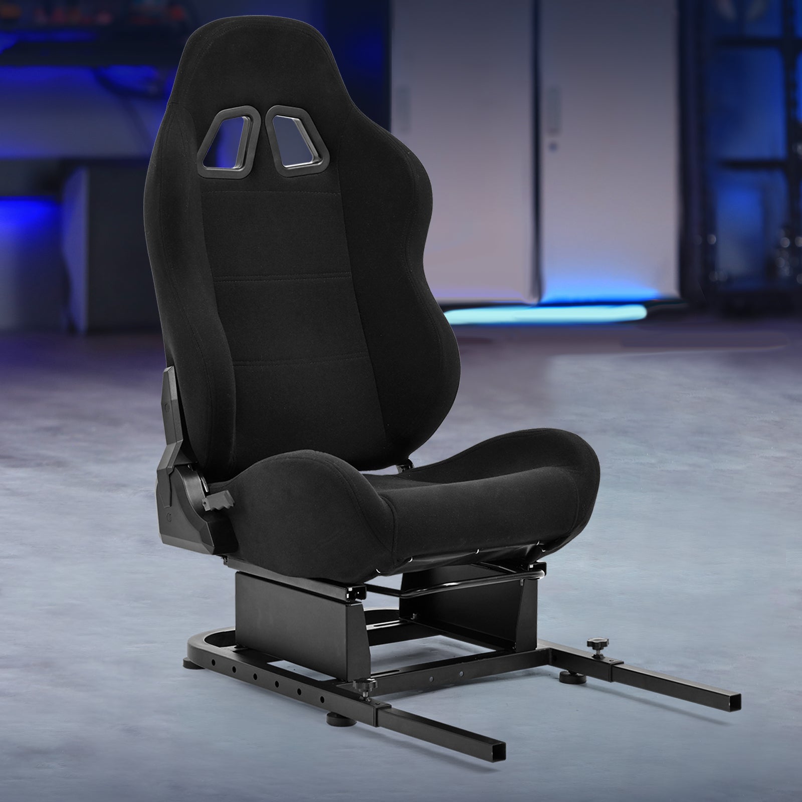 Marada Racing Simulator Cockpit Seat Frame with Black Seat with Bolts Suitable for Dardoo, Supllueer, Anman Sim Gaming Stand Adjustable & Portable Real Driving & Flying Simulation Split Seat Cockpit