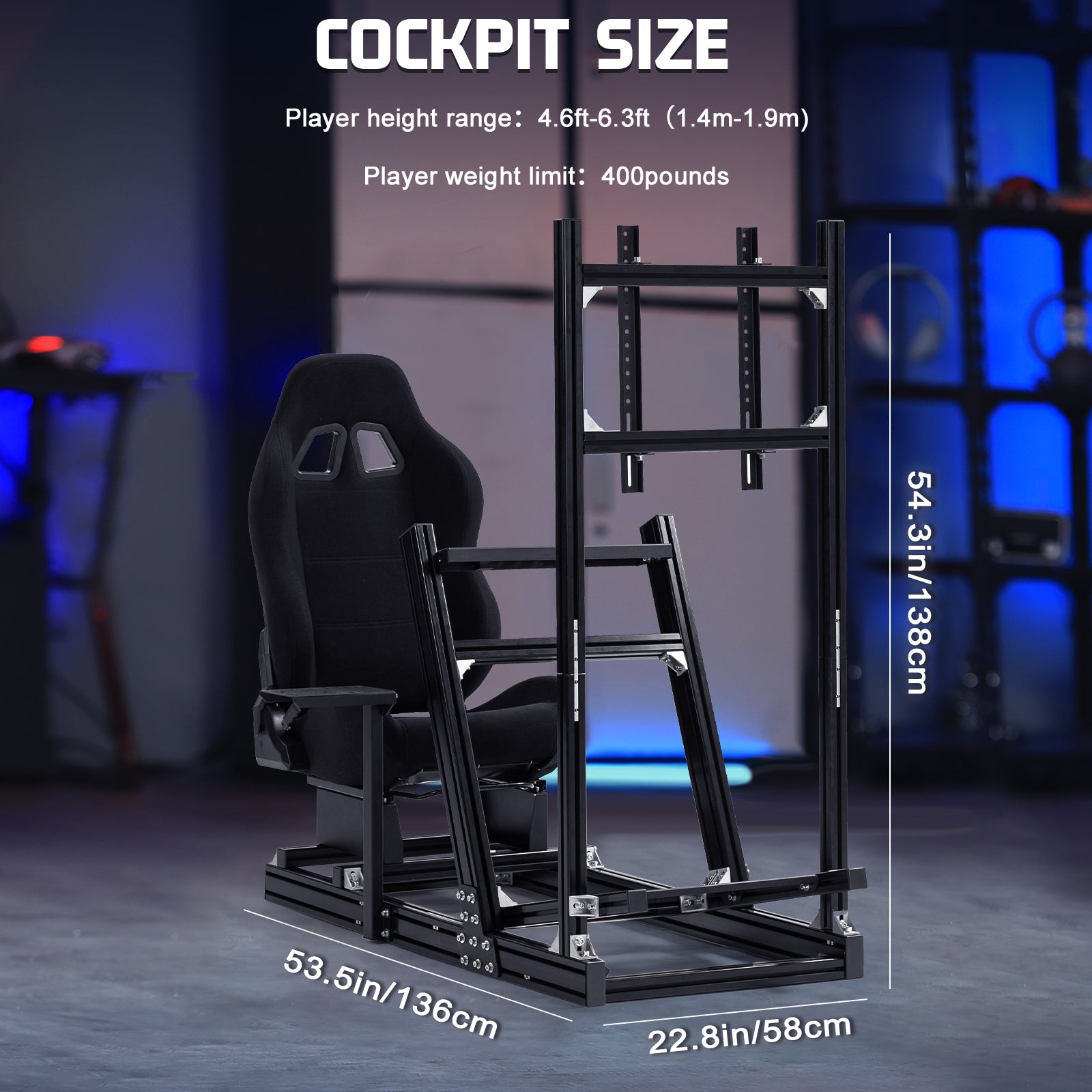 Marada 4080 Aluminum Racing Frame with Seat,Compatible with Logitech/Thrustmaster/PXN