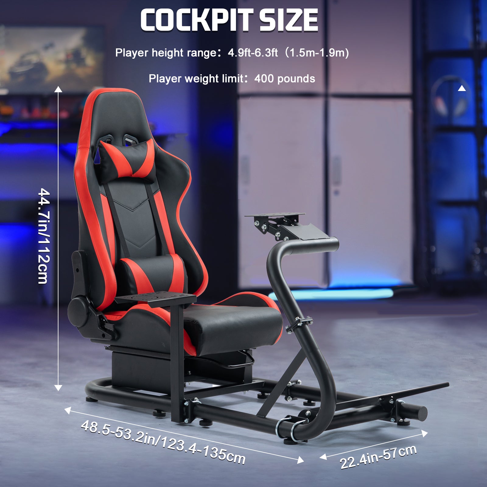 Marada Racing Sim Cockpit with Red Seat Fit Logitech G29 G27 Thrustmaster T300RS