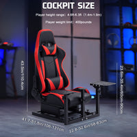 Marada Racing Flight Game Mount with Red Seat Compatible with Thrustmaster A10C Hotas Warthog Adjustable Throttle,Joystick,Keyboard not included