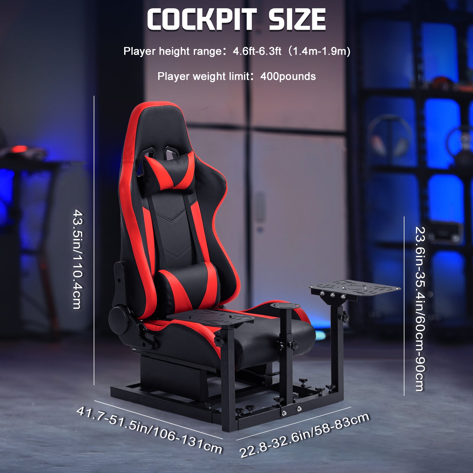 Marada Racing Flight Game Mount with Red Seat Compatible with Thrustmaster A10C Hotas Warthog Adjustable Throttle,Joystick,Keyboard not included