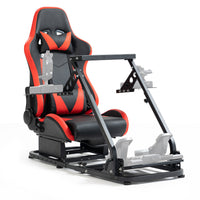Marada Flight Sim Cockpit with Red Seat and Racing Wheel Stand for Driving and Flight Simulator Fit for HOTAS Warthog, Thrustmaster,Logitech Adjustable |Throttle,Joystick,Keyboard not Included|