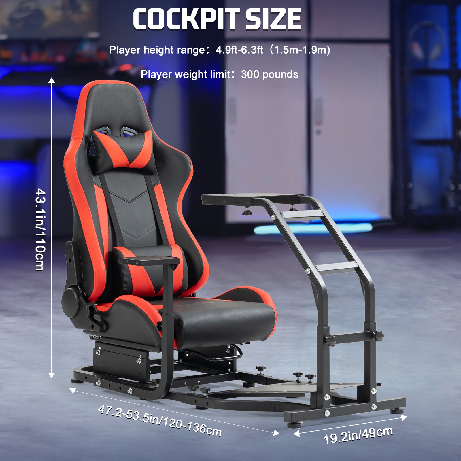 Marada Racing Wheel Stand Racing Simulator Steering Wheel Stand with Red Seat Tilt-Adjustable for G29 G920 T300RS T150 PS4 Xbox Wheel,Pedals NOT Included