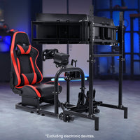 Marada Racing Simulator Cockpit with Triple Monitor Stand & Red Seat Fit LogitechG29
