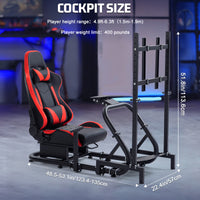Marada Racing Cockpit with TV Stand & Red Seat Fit for G923 G920 T500,FANTEC,T3PA/TGT Stable & Strong Wheel and Pedals Not Included Driving Simulator Cockpit-54