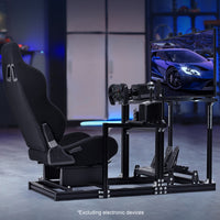 Marada 3060 Aluminum Racing Cockpit with Black PVC Seat and Integrated Display Mount, Compatible with Logitech G29 Series and Other Mainstream Steering Wheels, Includes Cockpit Frame Only - Electronics Not Included