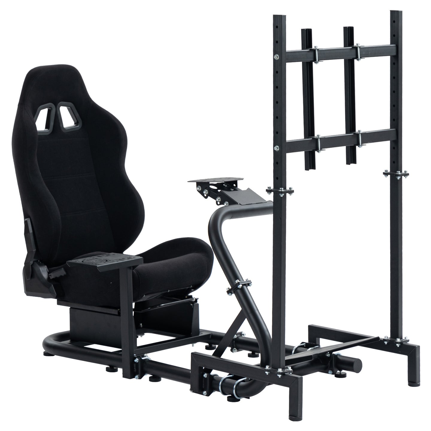 Marada Driving Simulator Cockpit with Monitor Stand & Black Seat Fit for Fantec, Logitech,G923 G920 T500 Wheel and Pedals Not Included