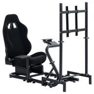 Marada Driving Simulator Cockpit with Monitor Stand & Black Seat Fit for Fantec, Logitech,G923 G920 T500 Wheel and Pedals Not Included
