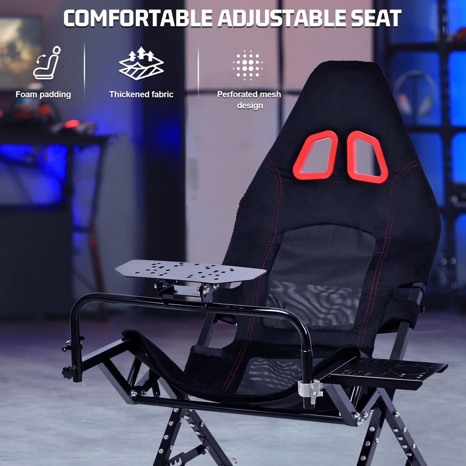 Marada Racing Sim Rig Cockpit with Seat for Logitech G29 G920 G923 | X-Type Stable Frame Structure | Wheel & Pedals Not Included