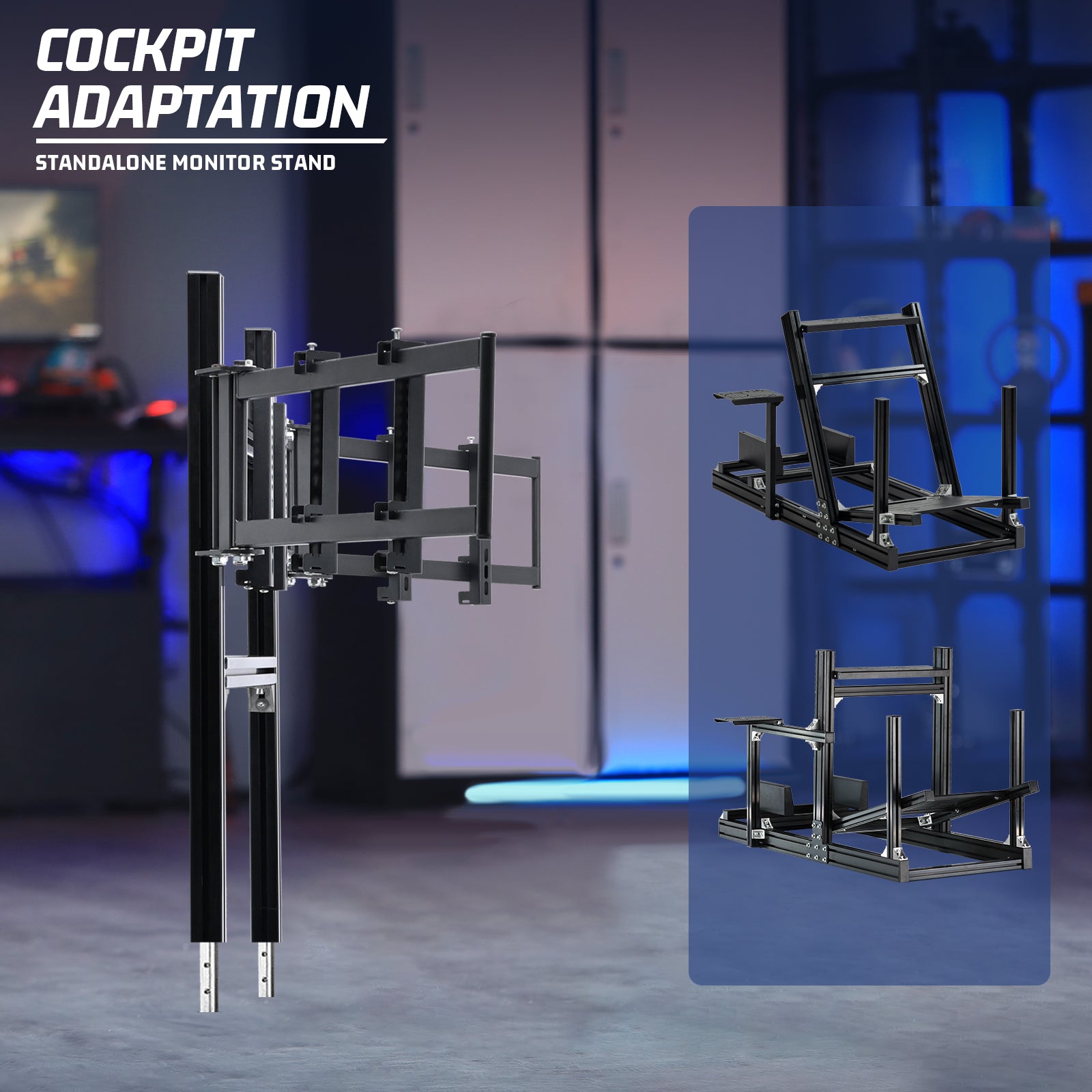 Marada 4040T-type Aluminum Triple Monitor Mount For Aluminum Alloy Racing Simulator Cockpit