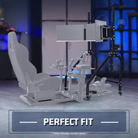 Marada Ergonomic Triple Monitor Stand with Brake Casters: Height, Tilt & Spacing Adjustment for 27 to 32 inch Screens, Applicable to all Game Stands in Our Store