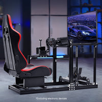 Marada 3060 Aluminum Racing Simulator Cockpit with Red Seat & Monitor Stand, Compatible with Logitech G29/G920/G923, Wheel & Pedals Not Included