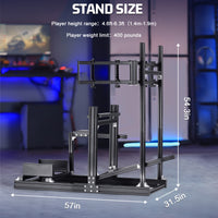 Marada Racing Sim Cockpit 4080 Aluminum Alloy with Triple-Screen Monitor Stand Compatible with Logitech Thrustmaster Fanatec Wheel Shifter Pedals Not Included