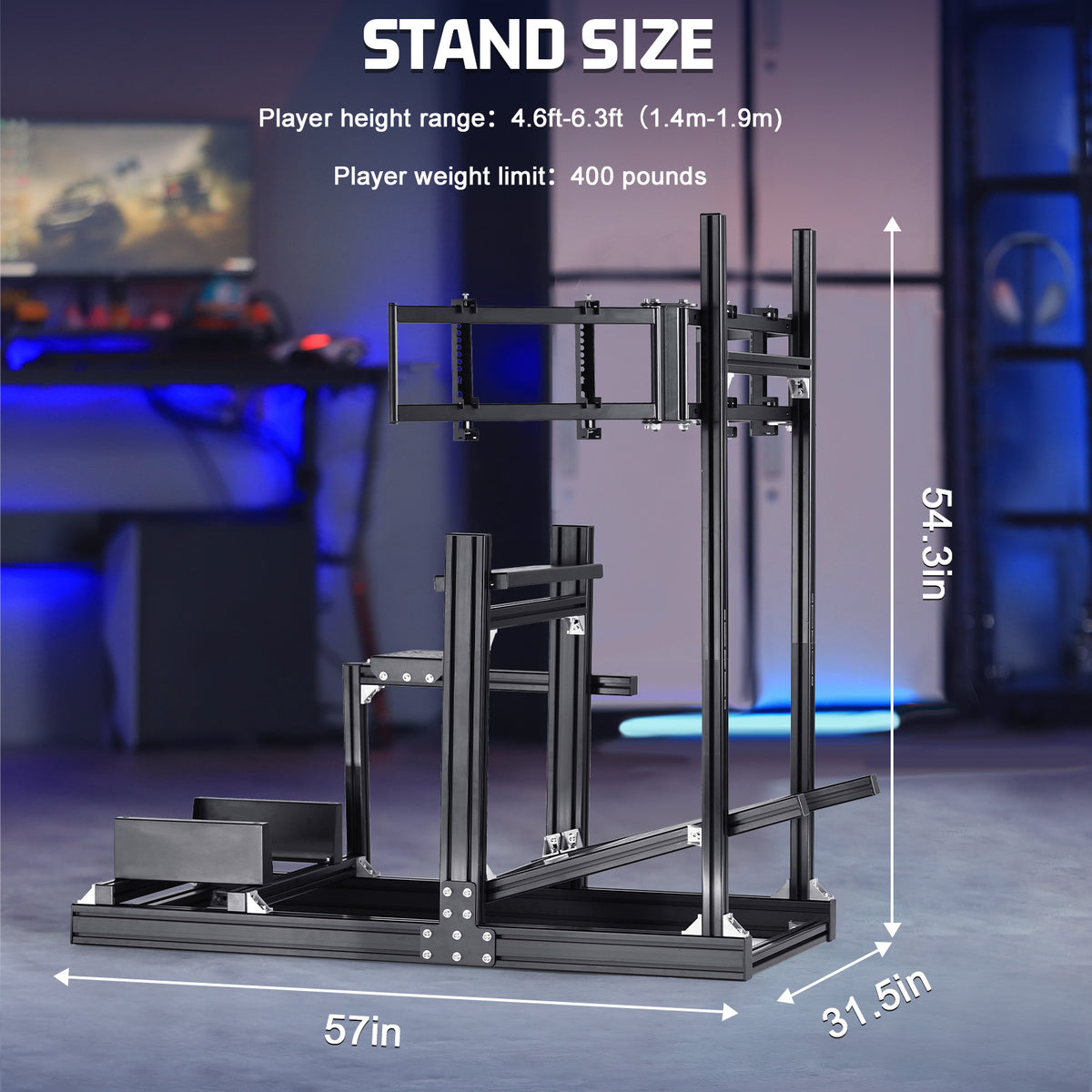 Marada Racing Sim Cockpit 4080 Aluminum Alloy with Triple-Screen Monitor Stand Compatible with Logitech Thrustmaster Fanatec Wheel Shifter Pedals Not Included
