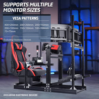 Marada 4080 Aluminum Sim Cockpit with Red Seat & Triple Monitor Mount,No Electronics Included