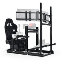 Marada 4080 Aluminum Simulator Cockpit,Adjustable Black Seat, Triple Monitor Mount, Compatible with Major Steering Wheels