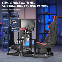 Marada 4080 Aluminum Sim Cockpit with Red Seat & Triple Monitor Mount,No Electronics Included