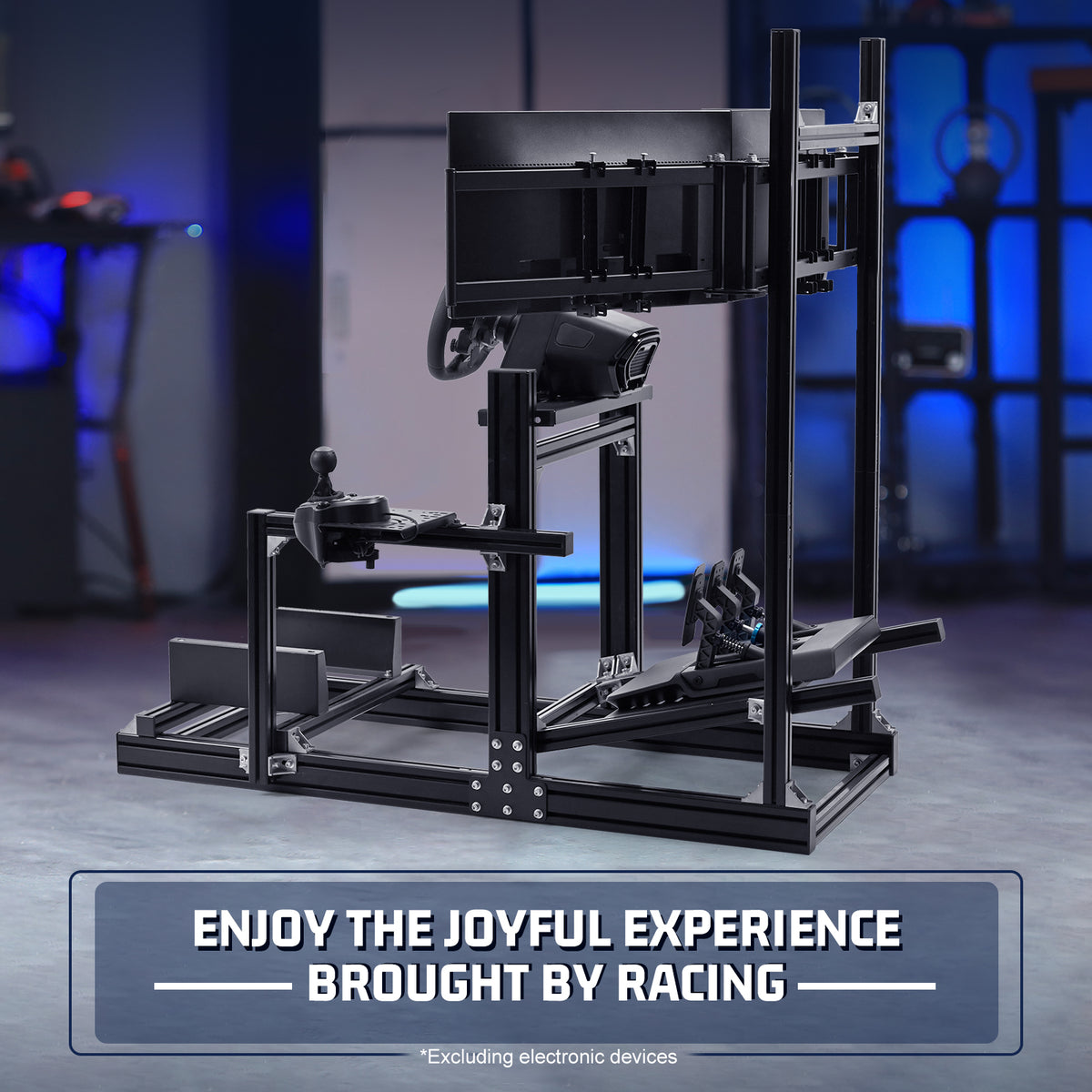 Marada Racing Sim Cockpit 4080 Aluminum Alloy with Triple-Screen Monitor Stand Compatible with Logitech Thrustmaster Fanatec Wheel Shifter Pedals Not Included