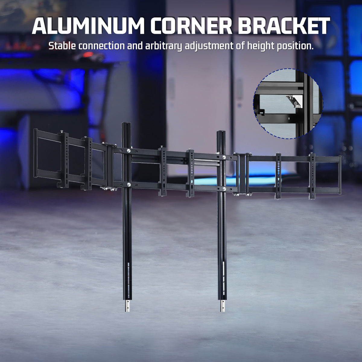 Marada 4040T-type Aluminum Triple Monitor Mount For Aluminum Alloy Racing Simulator Cockpit
