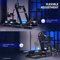 Adjustable gearshift platform accessory for the 4080 Aluminum Alloy Racing Simulator Cockpit features a handbrake gearshift lever bracket with front-to-back and left-to-right sliding micro-adjustment