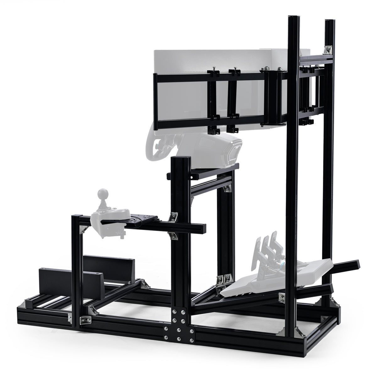 Marada Racing Sim Cockpit 4080 Aluminum Alloy with Triple-Screen Monitor Stand Compatible with Logitech Thrustmaster Fanatec Wheel Shifter Pedals Not Included