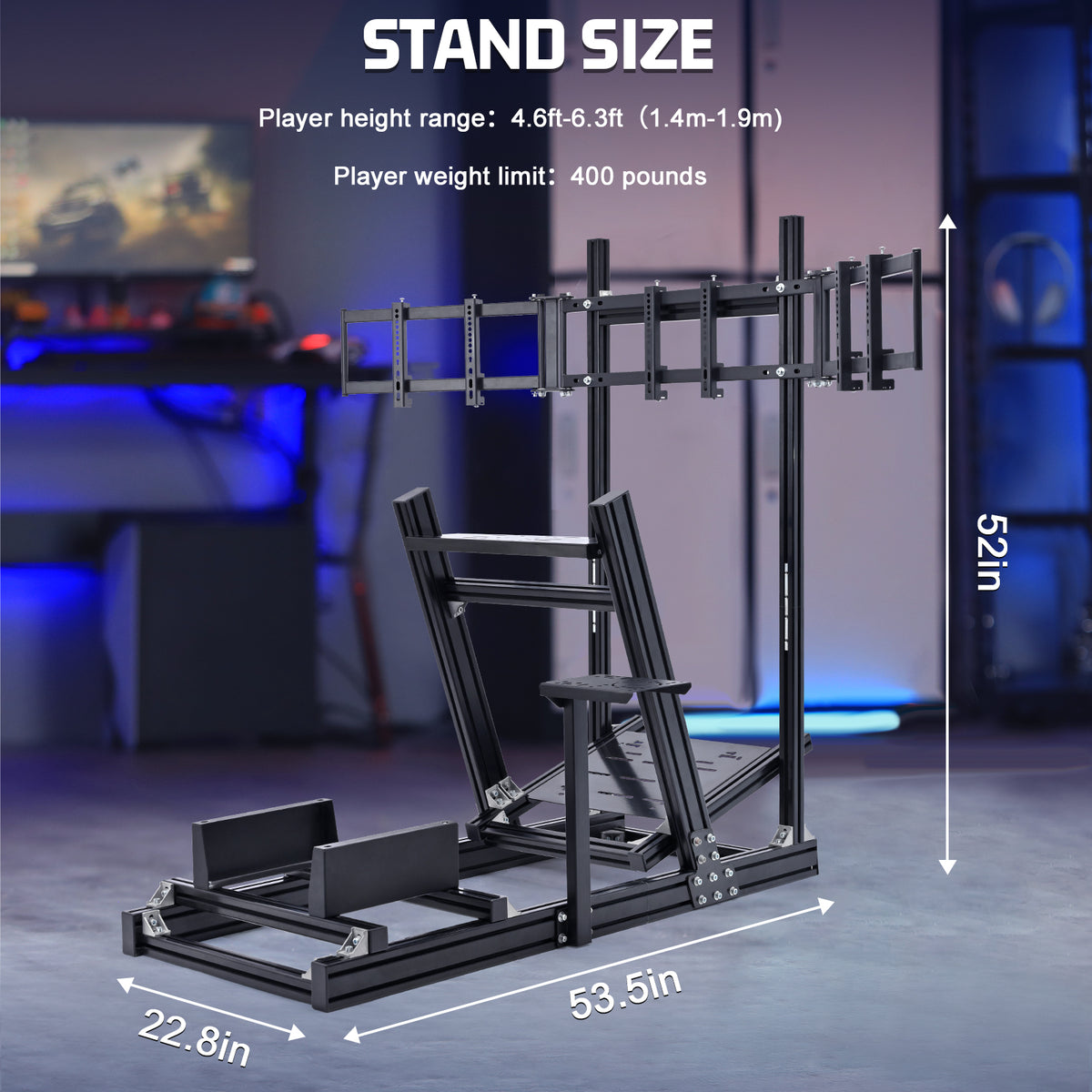 Marada G29 Sim Racing Cockpit Stand 4080 Aluminum Profile with Triple Monitor Bracket Fit Logitech G920 G923