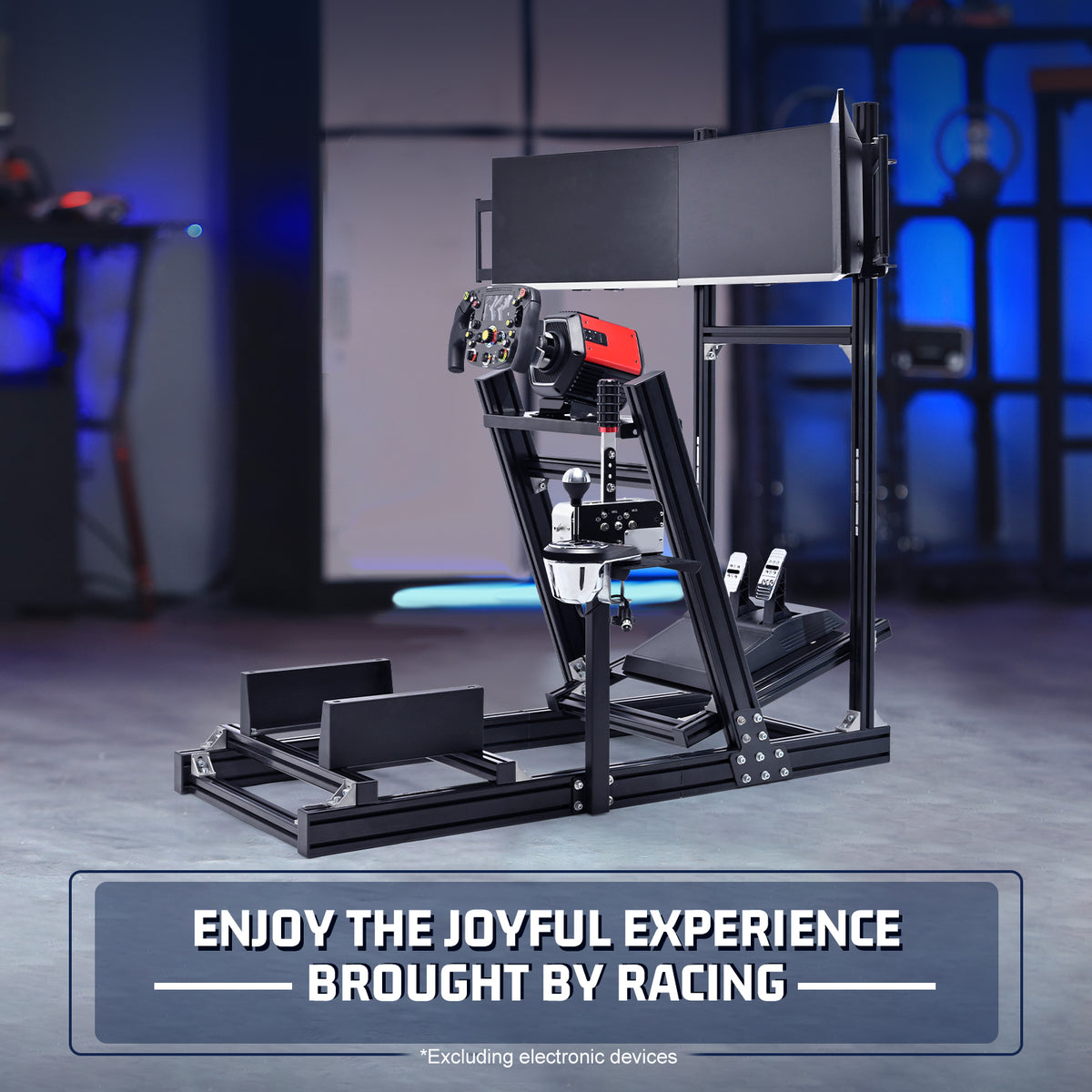 Marada G29 Sim Racing Cockpit Stand 4080 Aluminum Profile with Triple Monitor Bracket Fit Logitech G920 G923