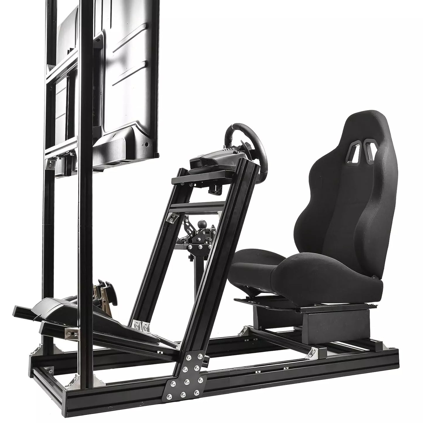 Marada Sim Racing Cockpit Wheel Stand Adjustable Aluminum Fit for Thrustmaster T80,T150,T248X,TX,T300RS,Fanatec，Moza,Logitech G29,G920,G923,PXN Racing Frame with Seat
