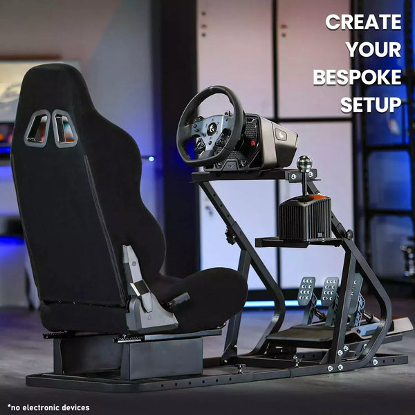 Marada G29 Racing Simulator Cockpit with Black Seat Compatible with Thrustmaster/Logitech/PXN/Fanatec Adjustable Mount, Steering Wheel, Pedal, Handbrake Not Included