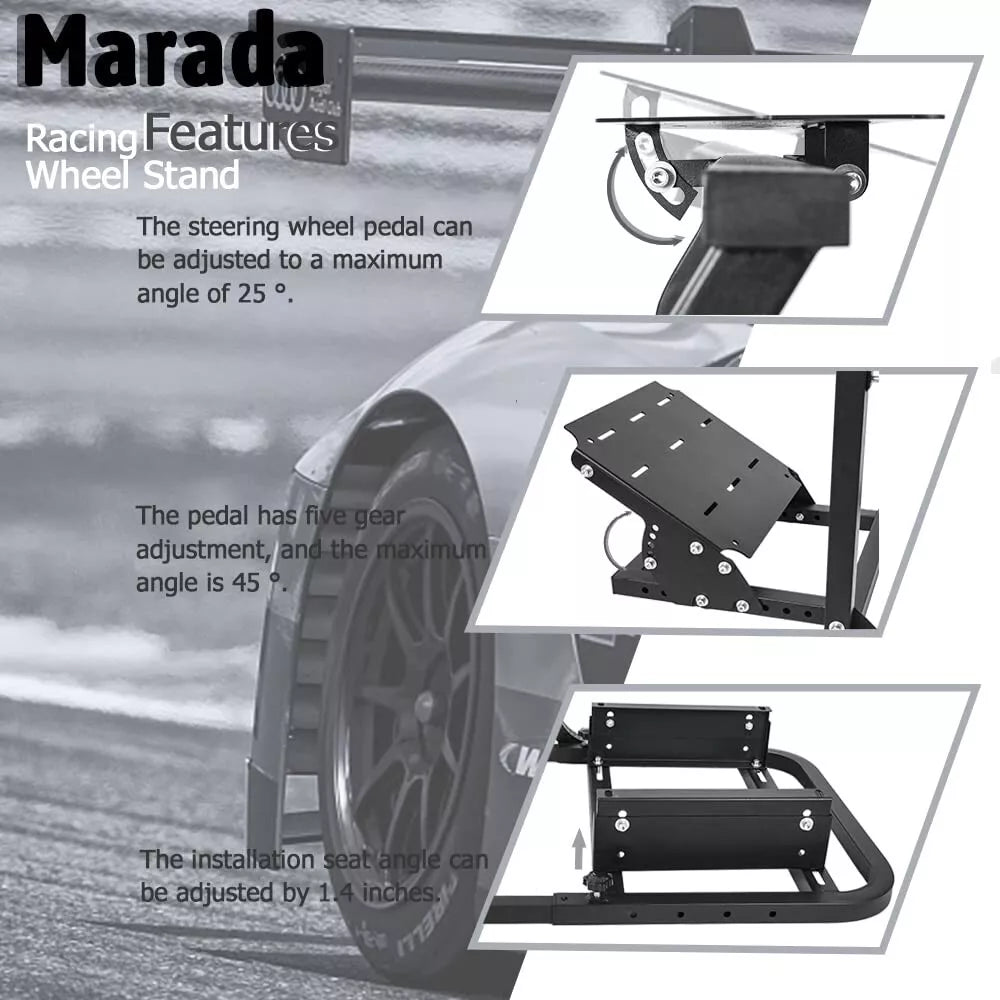 Marada Simulator Driving Cockpit Frame Adjustable fit for Logitech G25G27G29G920 Racing Wheel Stand Gaming Steering Stand, Wheel and Pedals Not Included