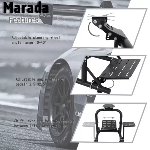 Marada Racing Cockpit Frame Upgrade Stable Racing Wheel Stand Adjustable Fit for Logitech G25 G27 G29 G920 Thrustmaster T80 T150 Wheel, Pedals, Seat and Shifter Not Include