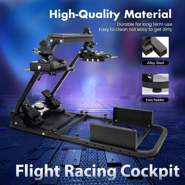 Marada Foldable Flight Racing Sim Cockpit Dual Platform Compatible with Thrustmaster, PXN, Logitech G29, G920, X52, X56 Adjustable Gaming Simulator Stand Throttle & Joystick & Keyboard Not Included